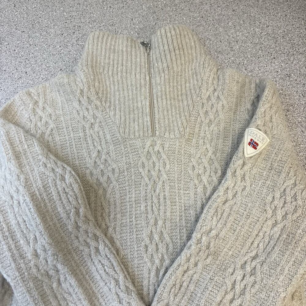 Dale Of Norway Mens Small Hoven Wool Sweater Cable-Knit Fisherman Norwegian Sand